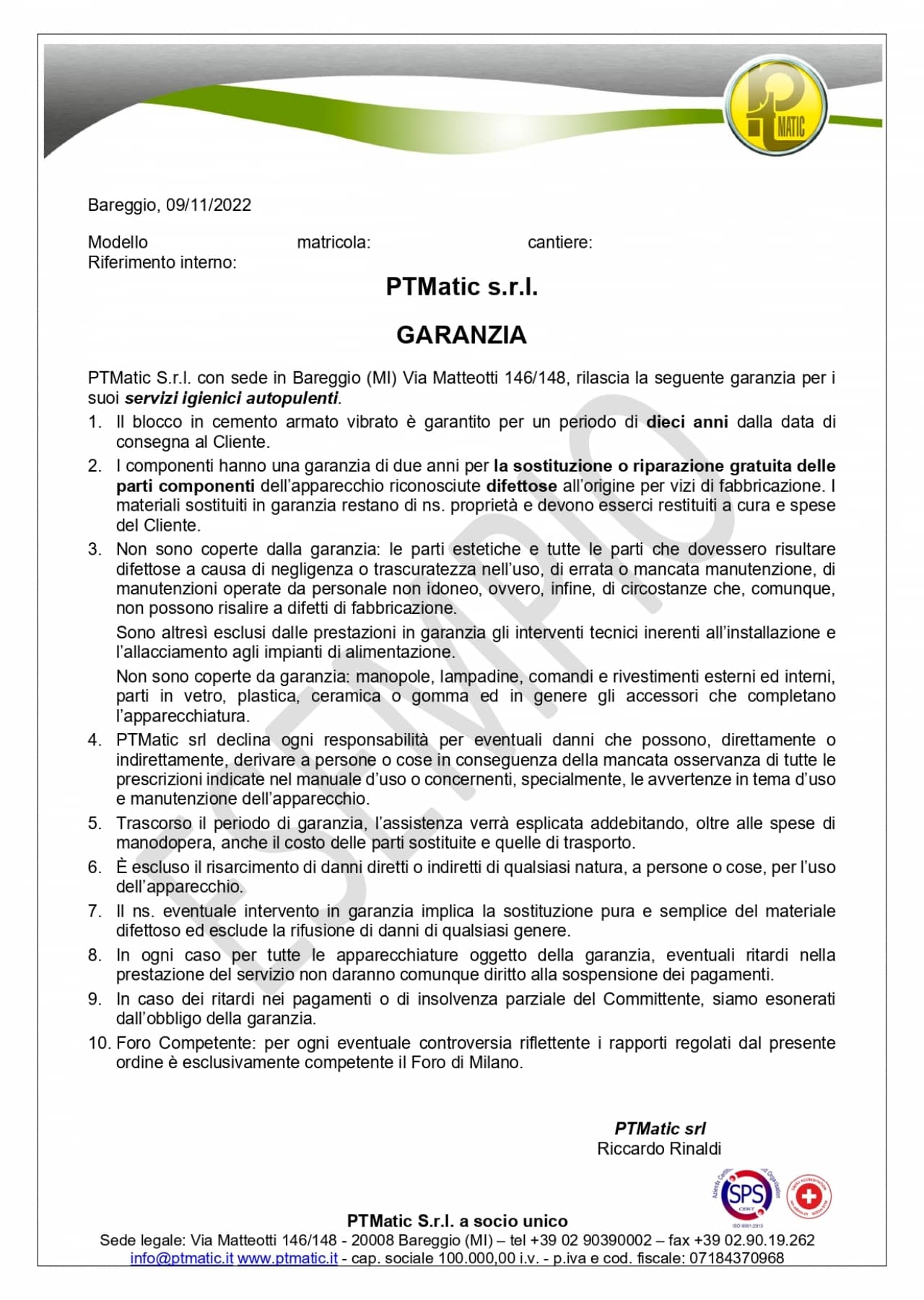 Garanzia Standard